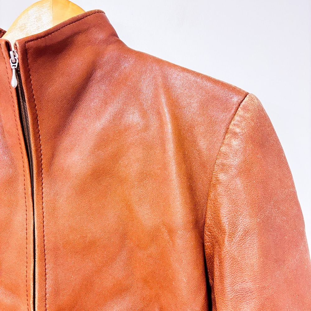 VERA PELLE Taupe leather jacket | Vintage minimalist | Small - Picture 3 of 14